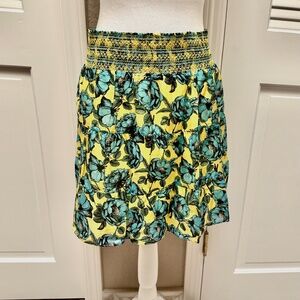 NWT Alice + Olivia Womens Aisha Yellow Tiered Floral Short Mini Skirt NWT